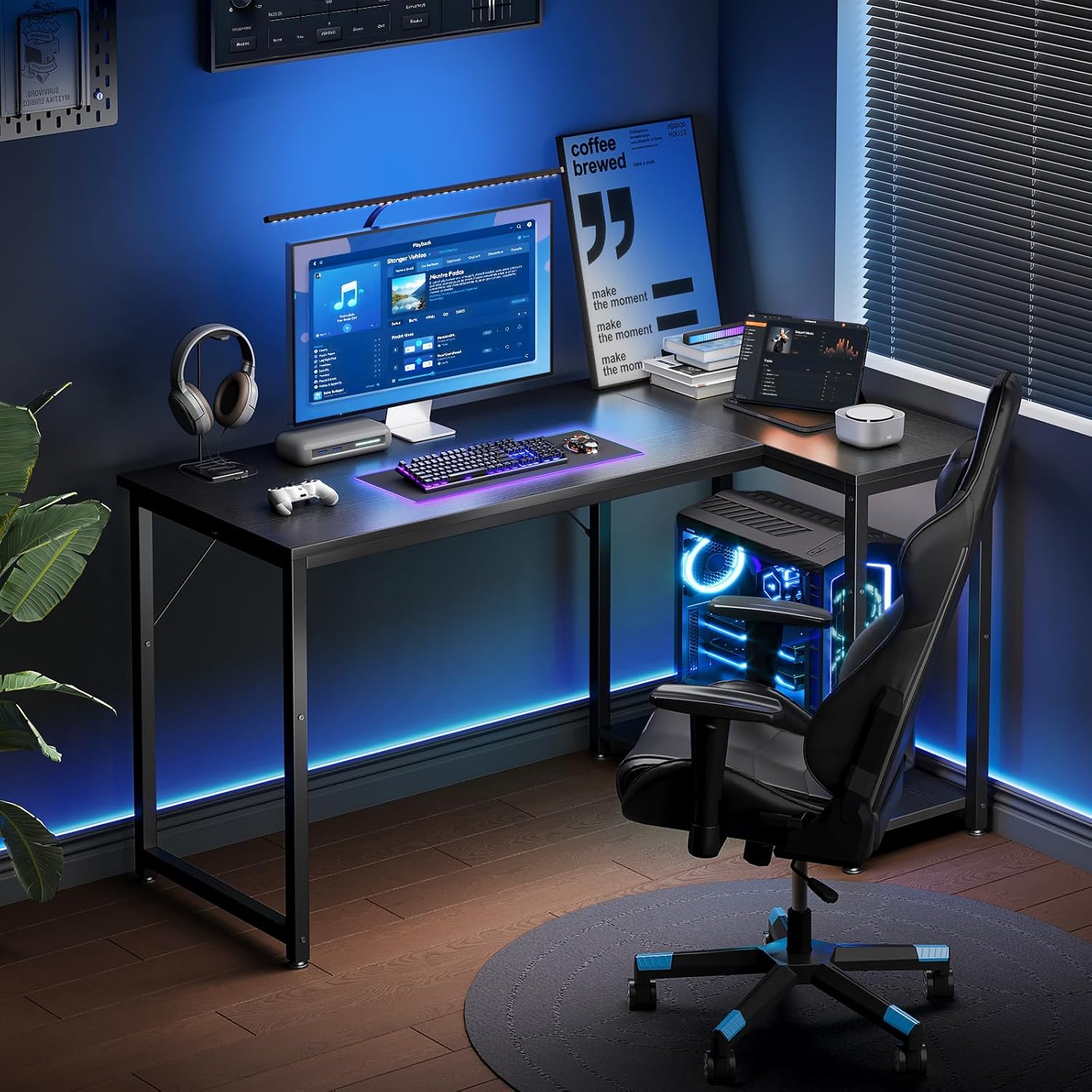 Thumbnail 6 de Coleshome L Shaped Desk 120x70 cm