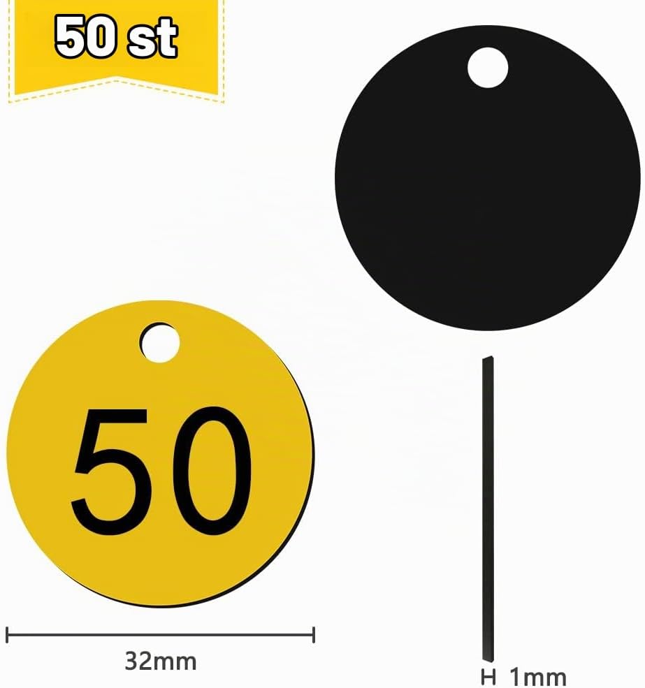 Thumbnail 1 de OFFCUP 1-50 jaune – numrerade plastbrickor i gul ABS, runda