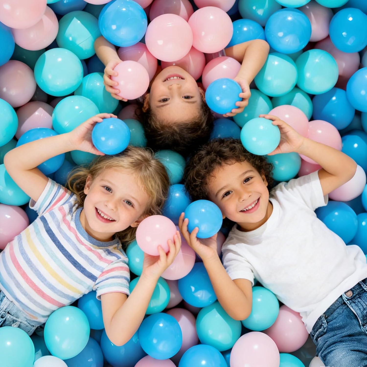 Detalle de Heopeis Ball Pit Balls Pack of 100/200/500 – Star and Round Set, BPA Free & Non-Toxic (2.2 in) for Toddlers