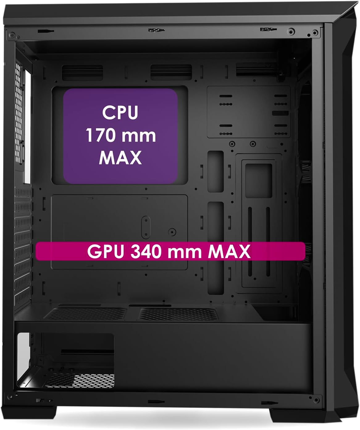 Thumbnail 4 de EMPIRE GAMING DarkWitcher – Boîtier PC gamer Moyen Tour ATX avec façade mesh, verre trempé et 4 ventilateurs ARGB 120 mm PWM