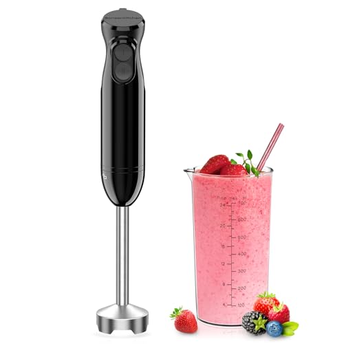 Detalle de Bonsenkitchen Batidora de mano 2 en 1: batidora de inmersión con vaso de 700 ml