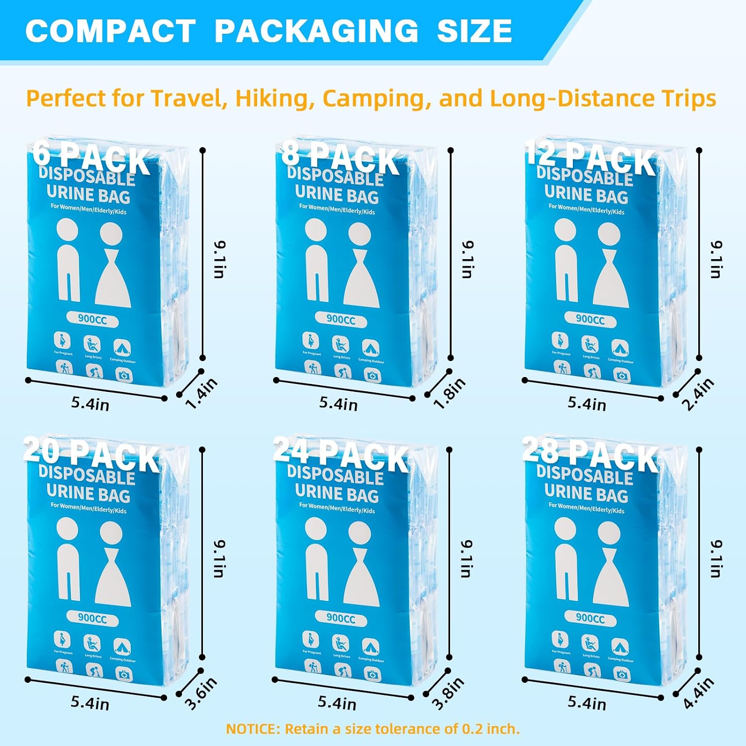 Detalle 1 de HOKINETY Urinebag Disposable Urine Bags, 900 mL Absorbent Travel Design
