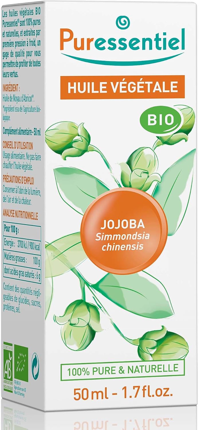 Detalle de Puressentiel Olio Vegetale di Jojoba Bio 100% puro (50 ml) – azione equilibrante, idratante e rigenerante