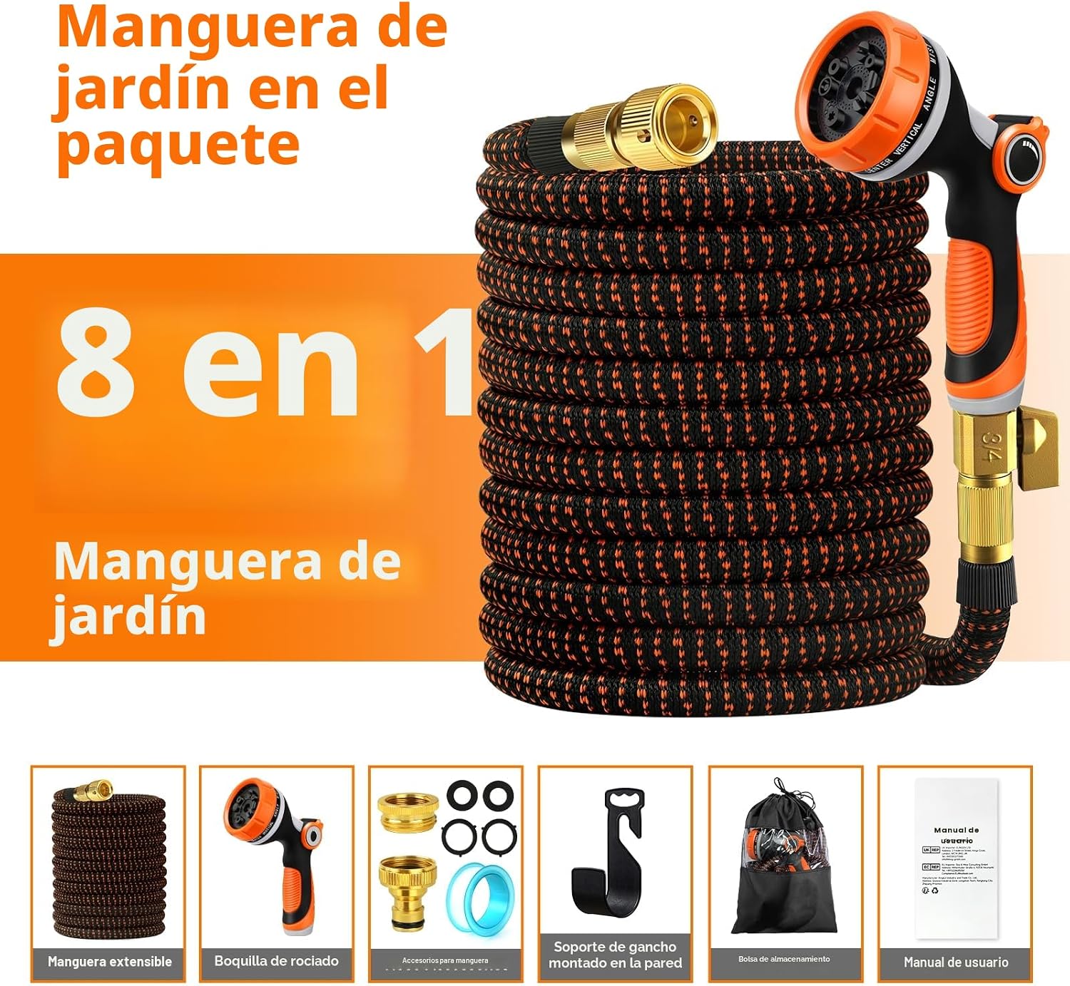 Thumbnail 6 de Edonkvi Manguera Jardin Extensible 15 Metros: flexible, resistente y completa para riego y limpieza