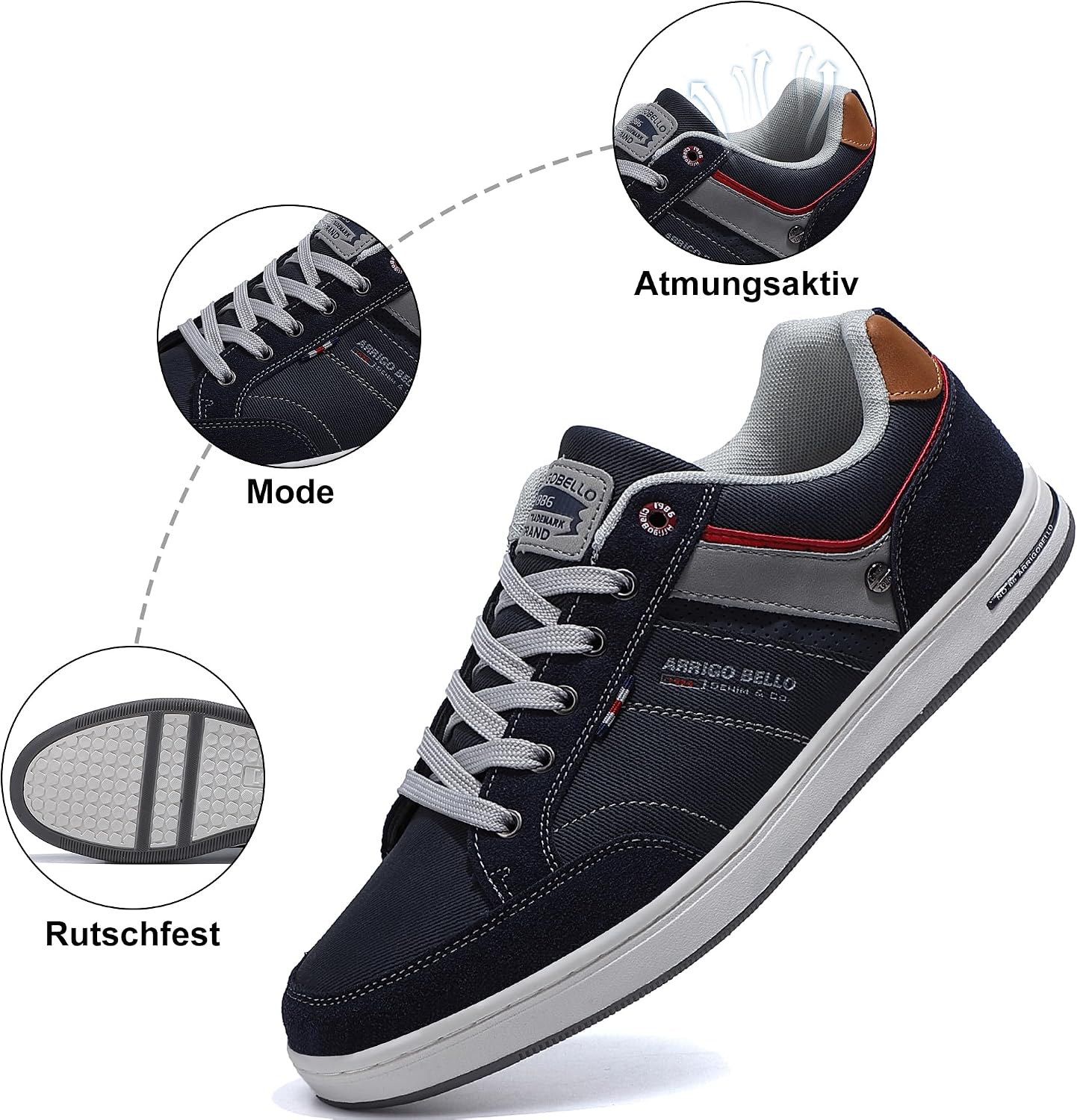 Thumbnail 5 de Mens Casual Shoes Leather Trainers: Classic Lace-Up Sneakers for Everyday Comfort