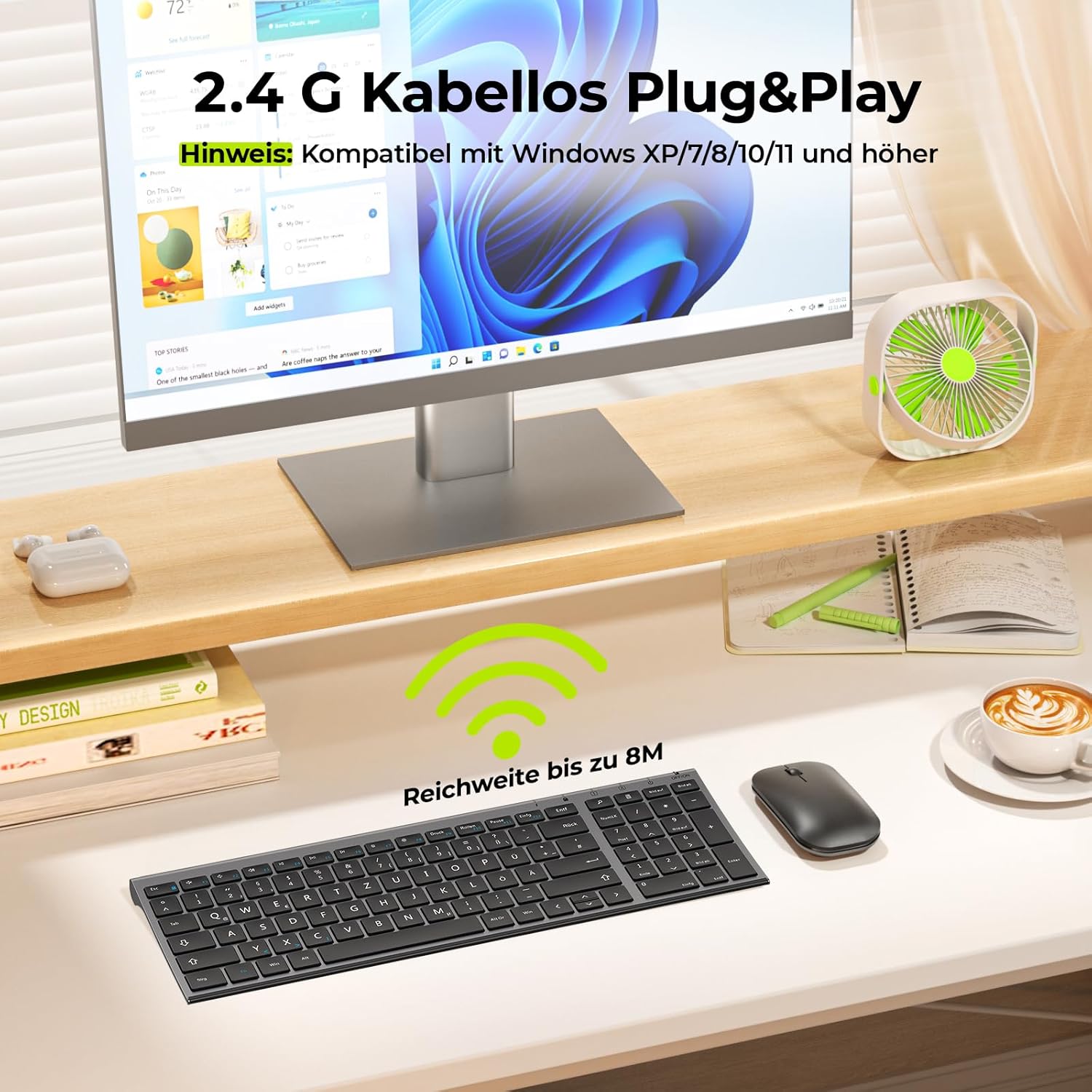 Thumbnail 1 de seenda WGJP-031B Tastatur Maus Set Kabellos – ultradünn, Aluminiumgehäuse, 80%-Layout mit Nummernblock