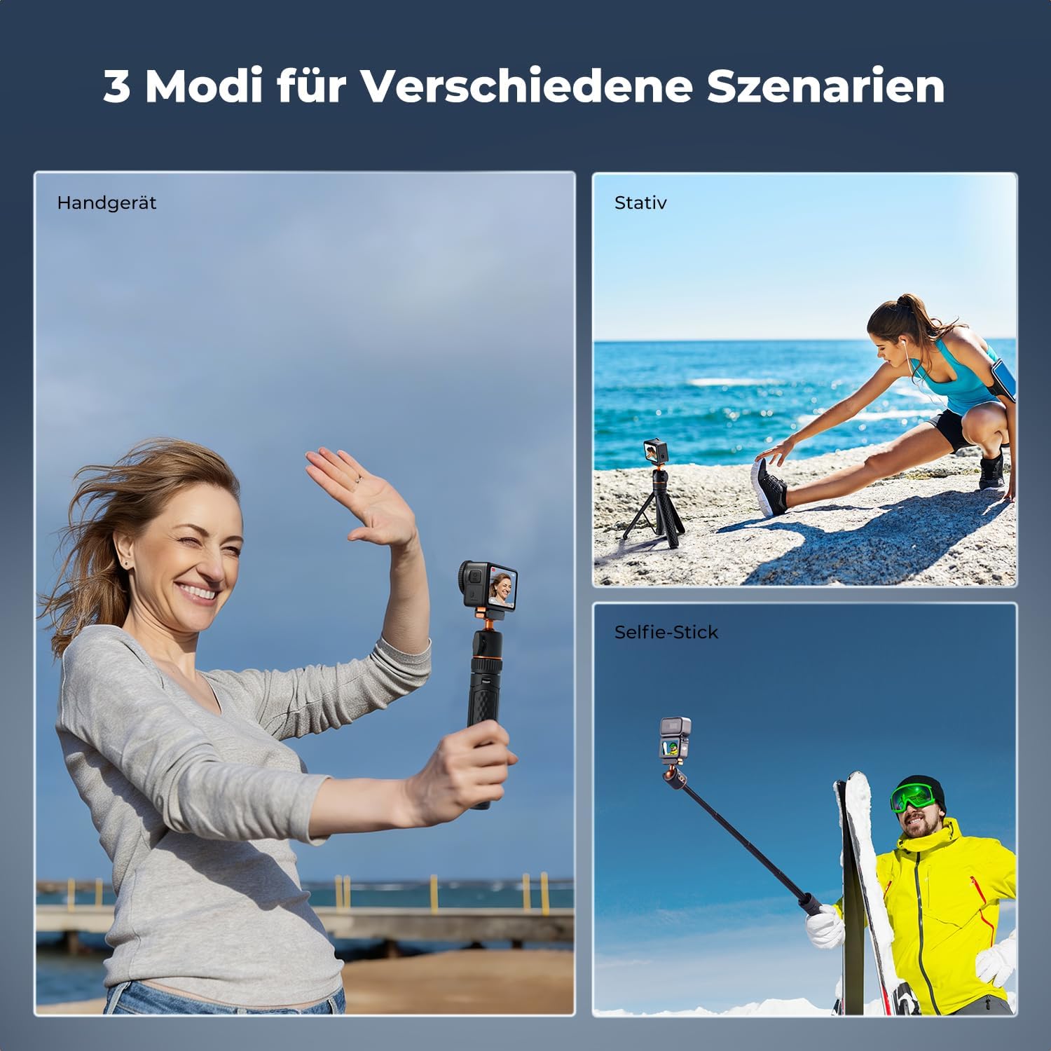 Thumbnail 6 de K&F CONCEPT 65 cm Selfie-Stick Stativ für DJI Osmo Nano/Osmo Action 6 – 2-in-1, magnetischer Schnellverschluss, 360° Kugelkopf