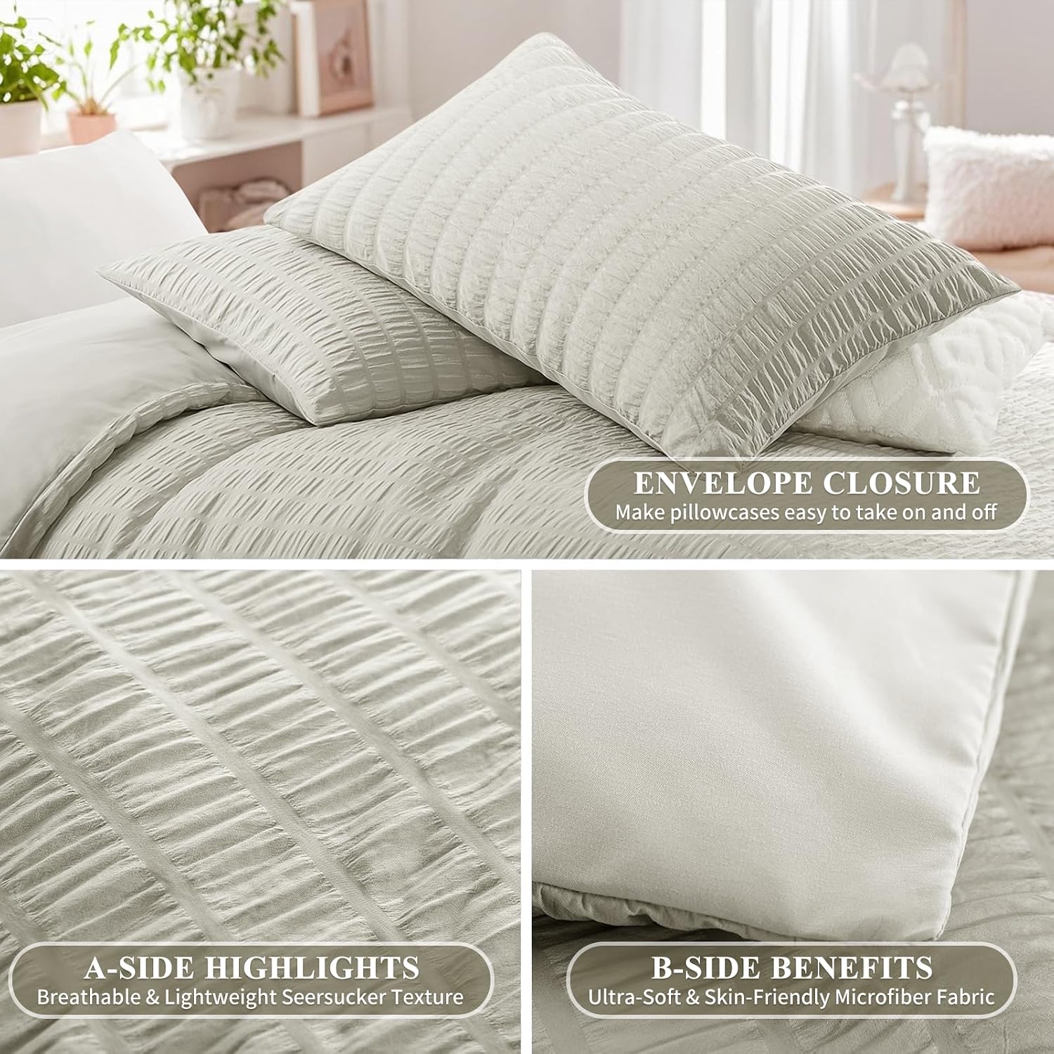 Thumbnail 5 de King Size Seersucker duvet cover set 230x220