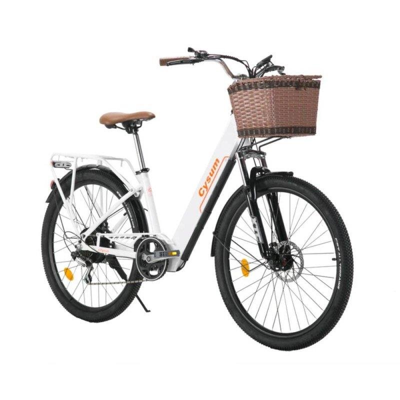 Detalle de Bicicleta Eléctrica Cysum Cityrun-26 250W 36V 10Ah 26" Blanco