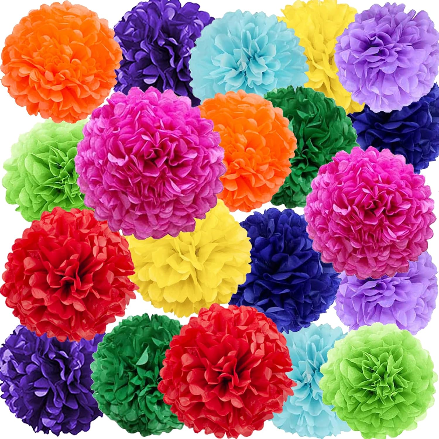 Detalle de We Moment Zone Papier Pompons Set (12 Stück) in Orange/Blau für Party, Hochzeit & Geburtstage
