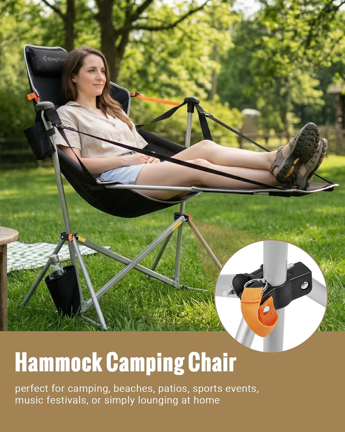 Thumbnail 1 de KingCamp Hammock Chair with Footrest – Heavy Duty Swinging Camping Chair for Adults Up to 400 lbs