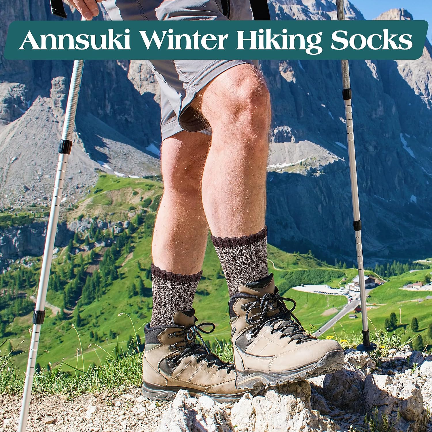 Detalle 2 de Annsuki MS02-5P-Parent Merino Wool Socks, 5-Pack Thermal Crew Socks