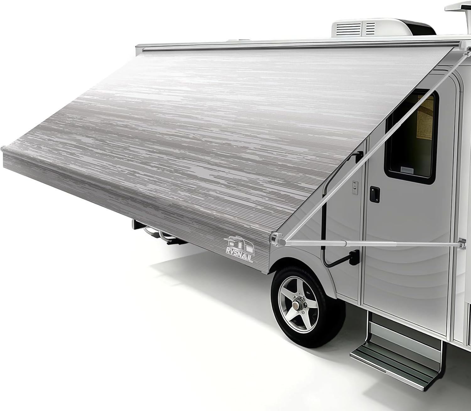 RVSNAIL RV Awning Fabric Replacement (Gray Fade) 14'2"–15FT, 19.5oz Heavy-Duty Vinyl Canopy Cover