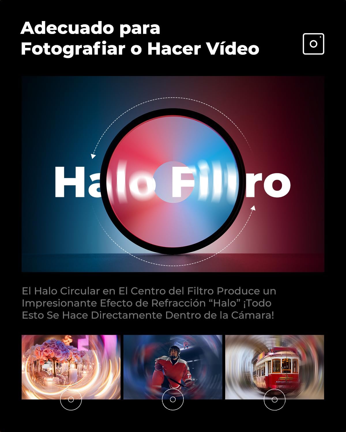 Thumbnail 5 de K&F CONCEPT Nano-Bacis Espiral Halo Filtro de Efecto