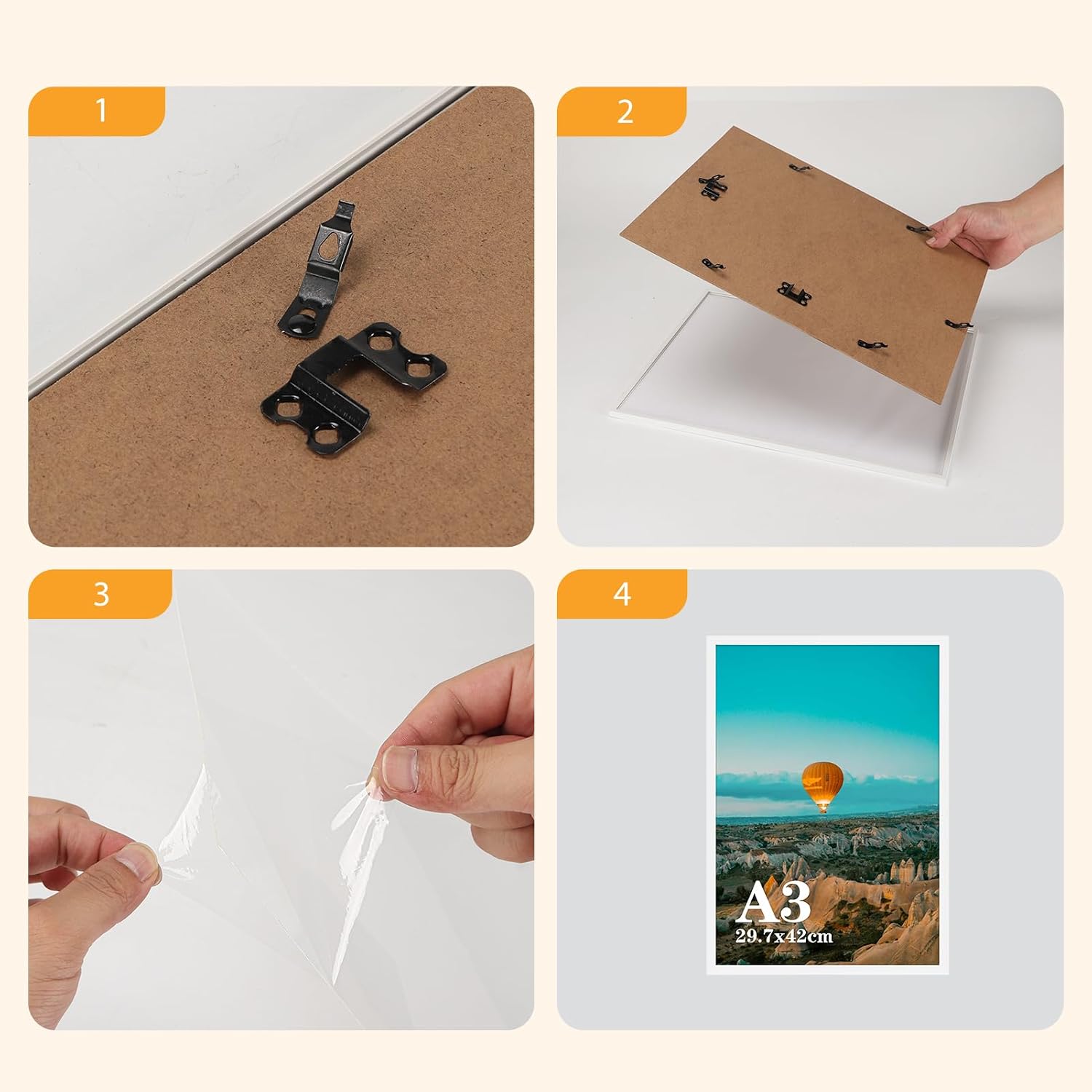 Detalle 2 de Vasemouh A3 Picture Frame (Pack of 3) – White wall-hanging frames for 29.7x42cm prints
