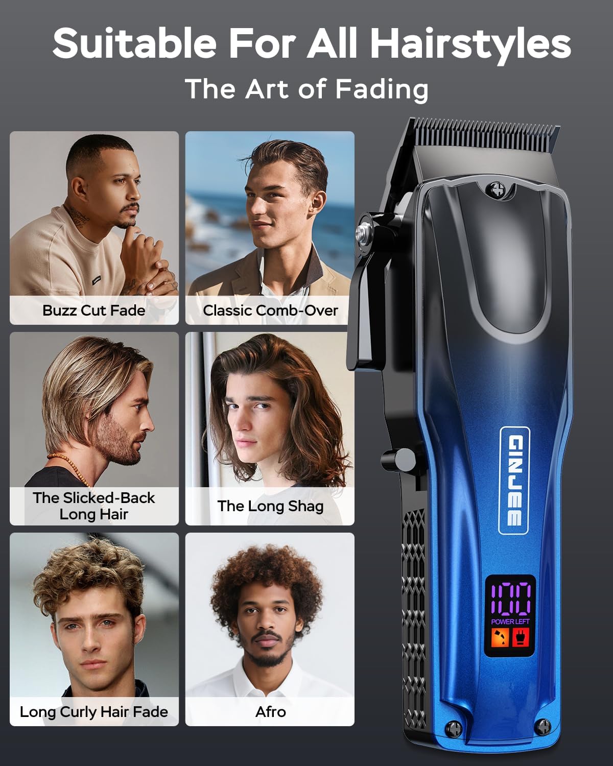 Thumbnail 5 de GinJee Professional Hair Clippers with Fade Lever ⚙