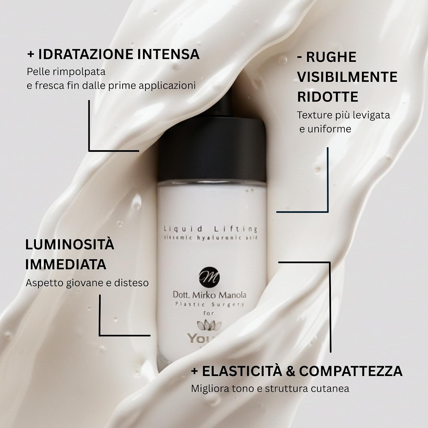 Detalle 2 de Youth Milano - Crema Viso Antirughe Liftante 30 ml e Siero all’Acido Ialuronico ad Alta Concentrazione