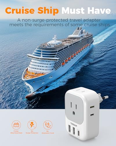 Thumbnail 6 de TESSAN 2 Pack European Travel Plug Adapter: 7-in-1 EU Power Converter