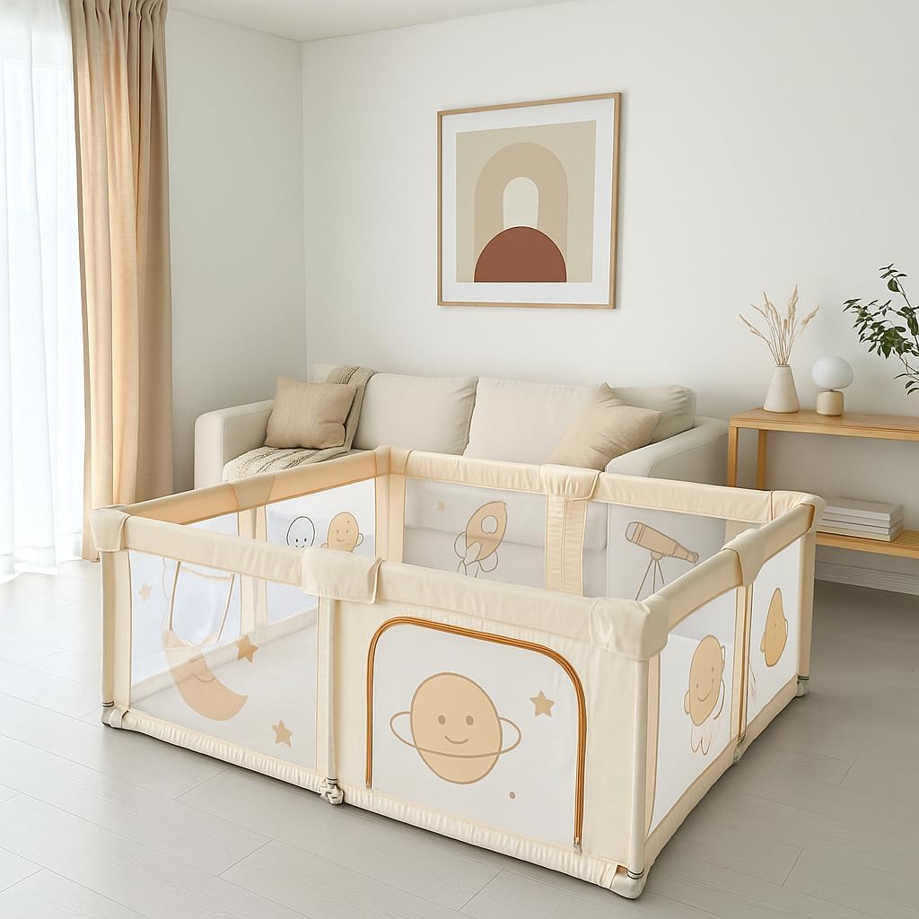Thumbnail 1 de Joyeuse Planet Parc bébé pliable avec tapis – 130 x 130 cm, Oxford, pour domicile et voyage