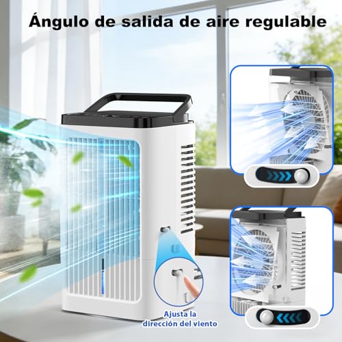 Detalle de Terraspire Aire Acondicionado Portátil 4 en 1 (Blanco) – Enfriador, Humidificador y LED, 1200 ml