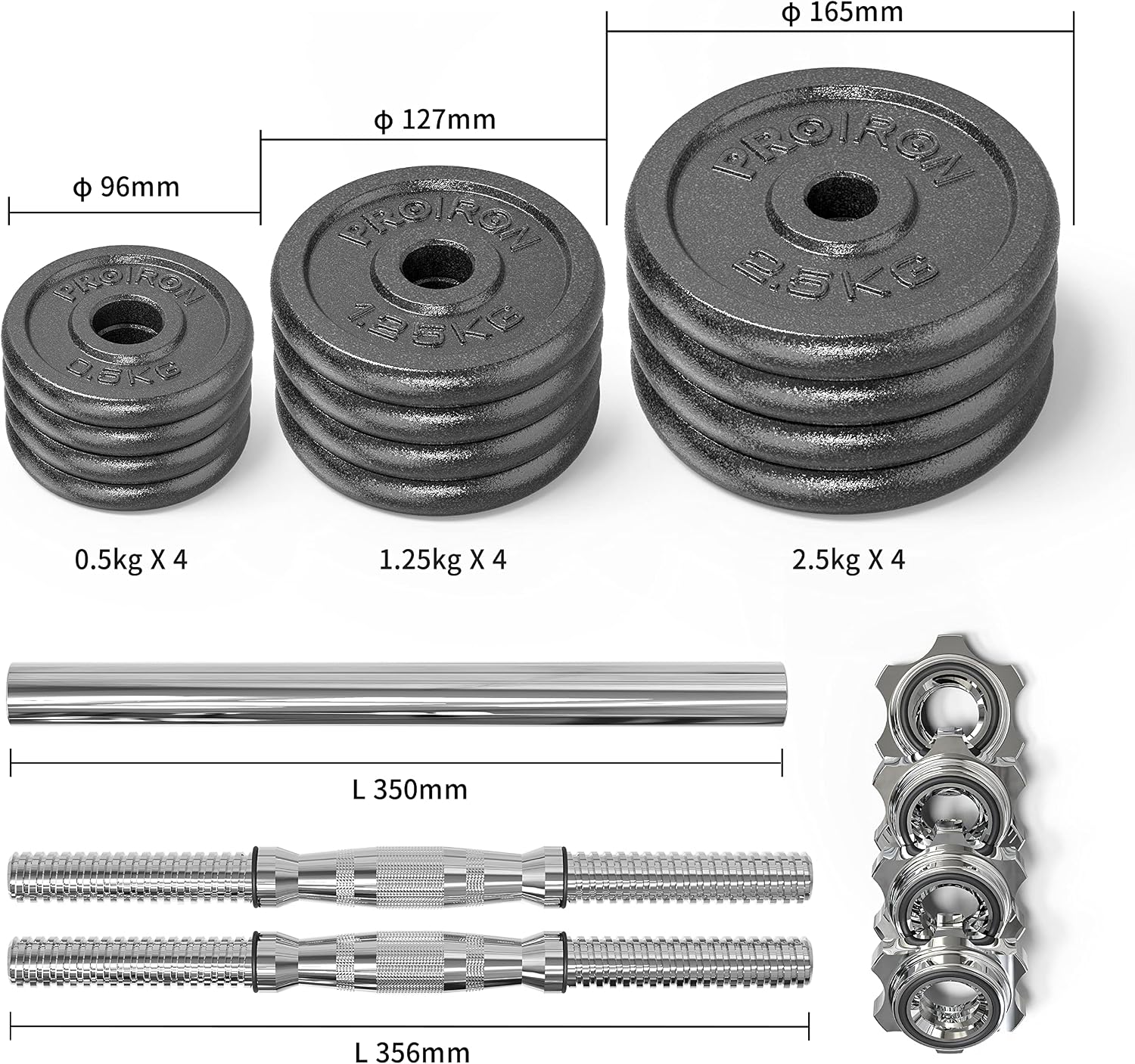 Detalle de PROIRON 20kg/30kg Adjustable Dumbbells Set for Home Fitness