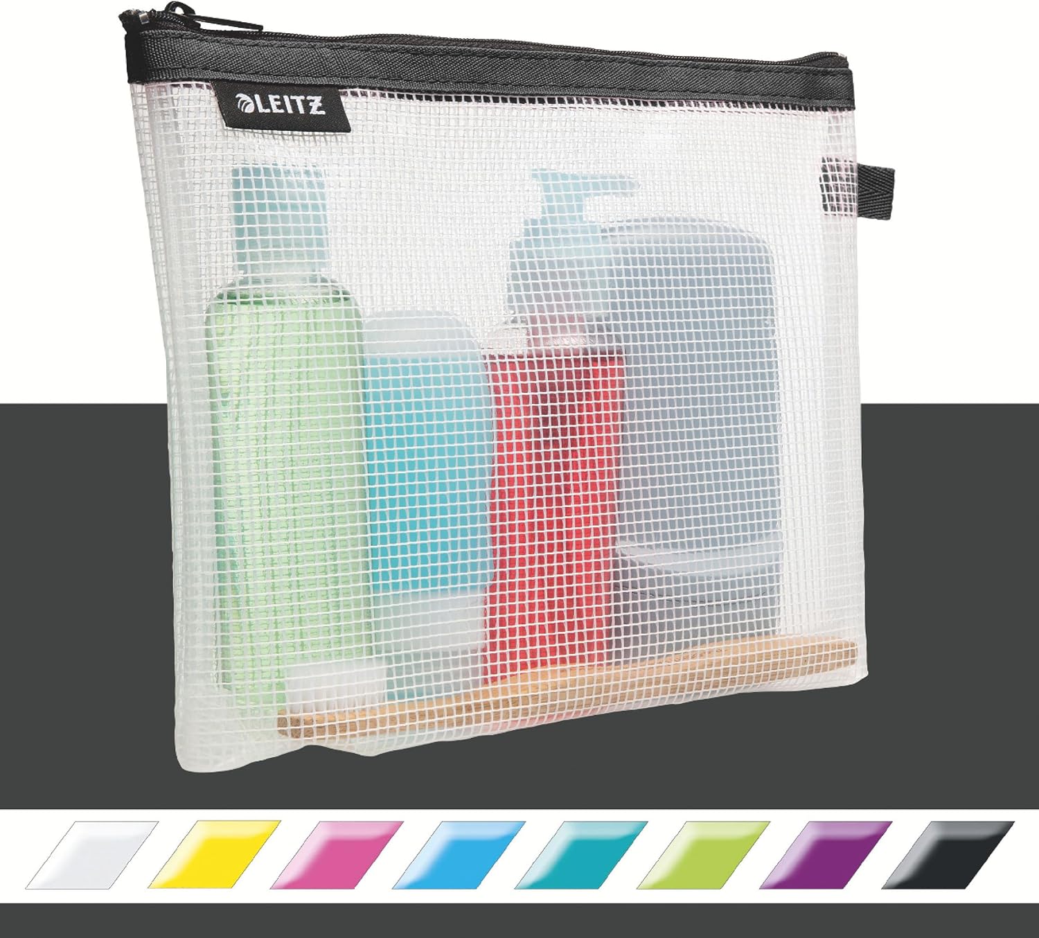 Detalle 2 de Leitz WOW Busta da Viaggio per Cosmetici, Nero – 24 x 17 x 3 cm, resistente all'acqua (40140095)