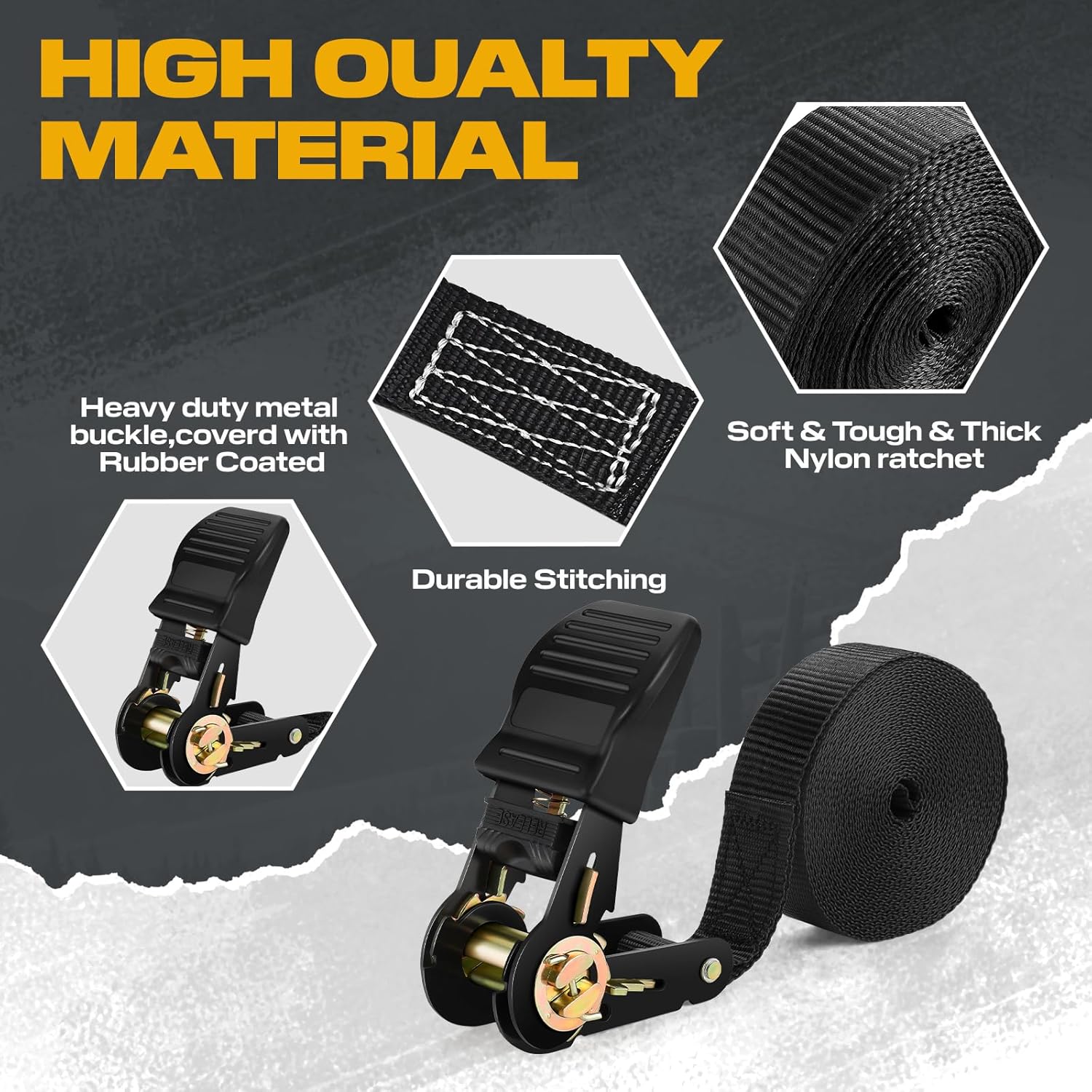 Thumbnail 3 de IAZZCO Heavy Duty Ratchet Straps (2 Pack) 6 m x 25 mm with Cam Buckle for motorcycles, cars, trailers