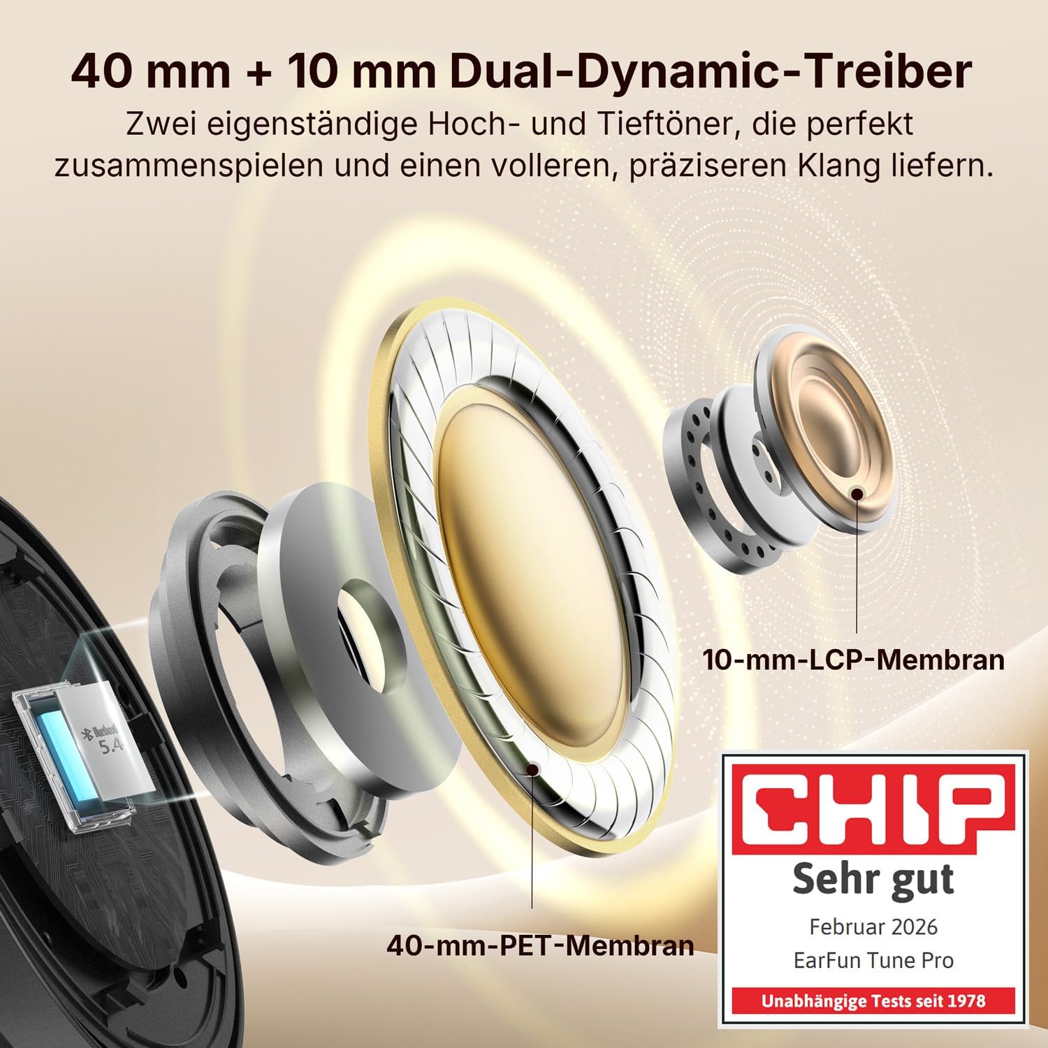 Thumbnail 1 de EarFun Tune Pro Over‑Ear Kopfhörer 120 Std. Akku