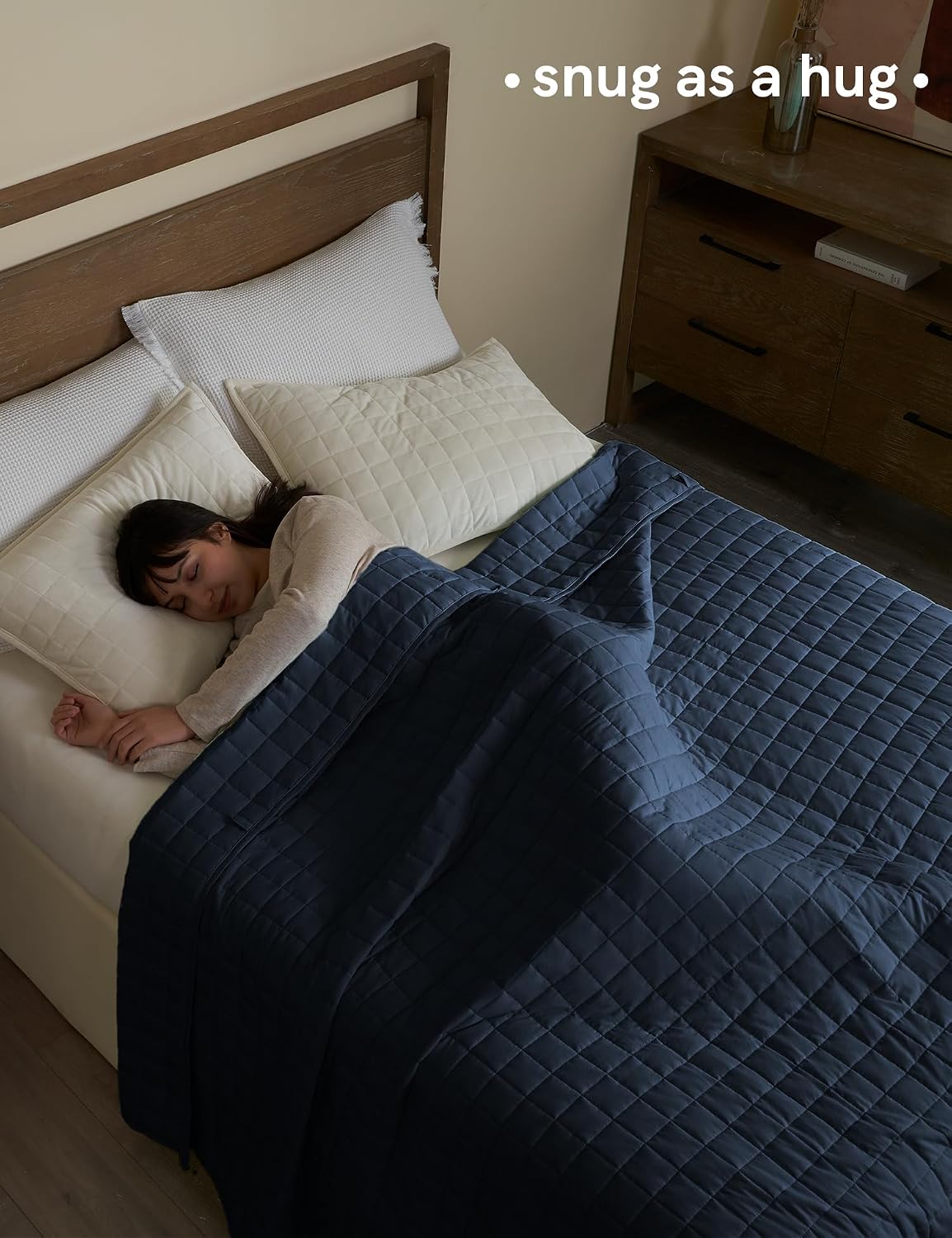 Detalle de YnM Exclusive Weighted Blanket, Soothing Cotton — 15 lb, 48x72 in (Navy)