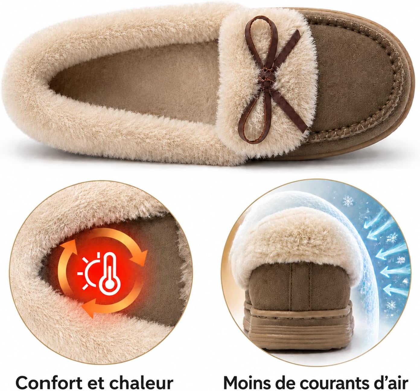Thumbnail 3 de JOMIX damesloafers, winterpantoffels van bont voor thuis