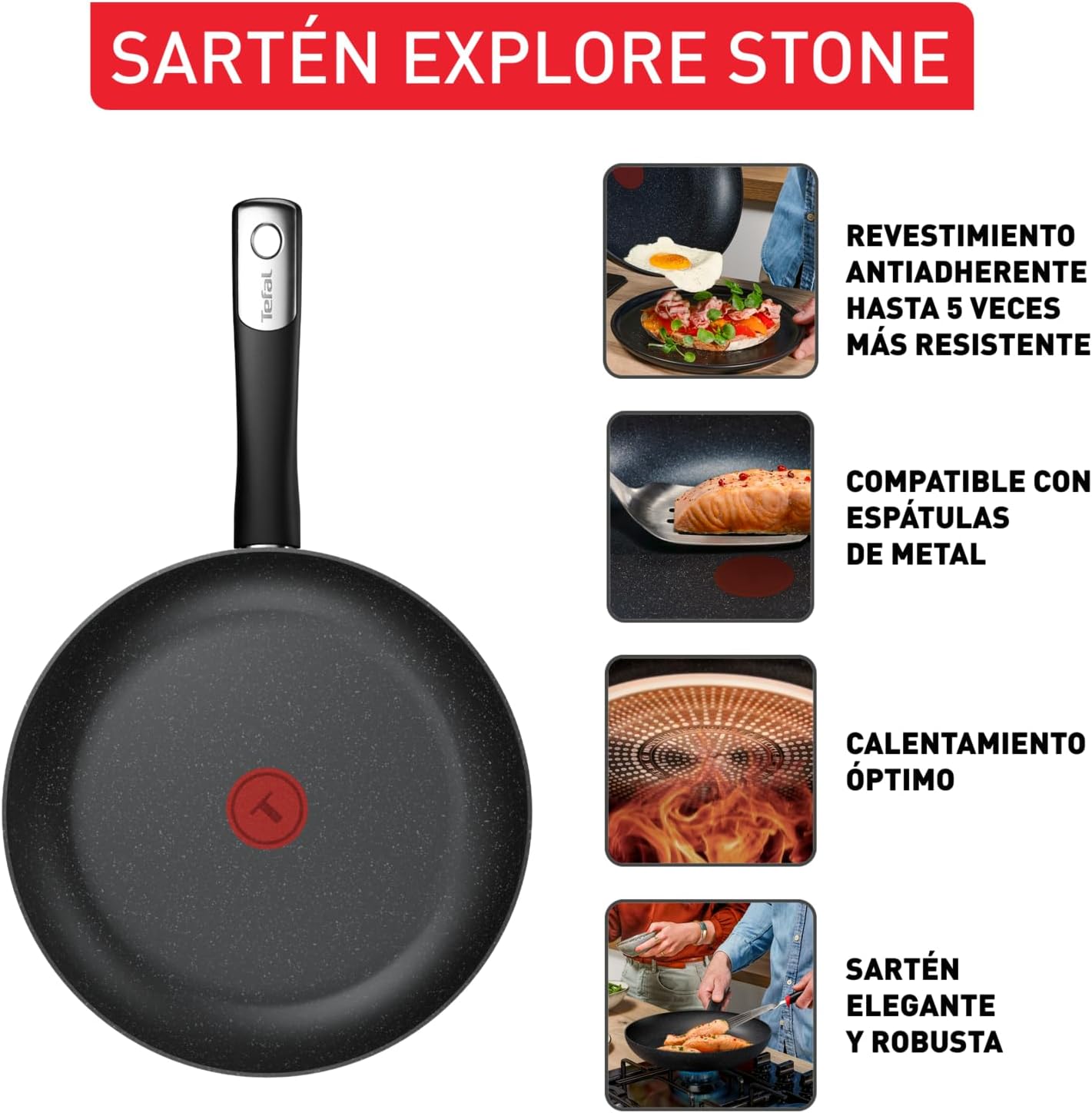 Detalle 2 de Tefal Explore Stone 24/28 cm juego de sartenes