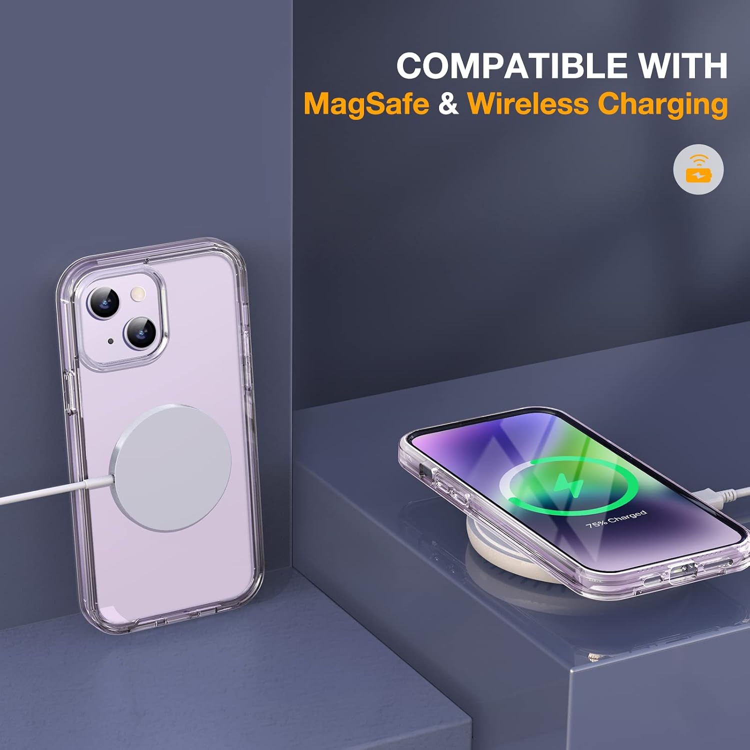 Detalle de Miracase 360-Grad Hülle fürs iPhone 13/14 (6,1 Zoll) – integrierter Displayschutz aus Glas, Vollschutz aus Polycarbonat