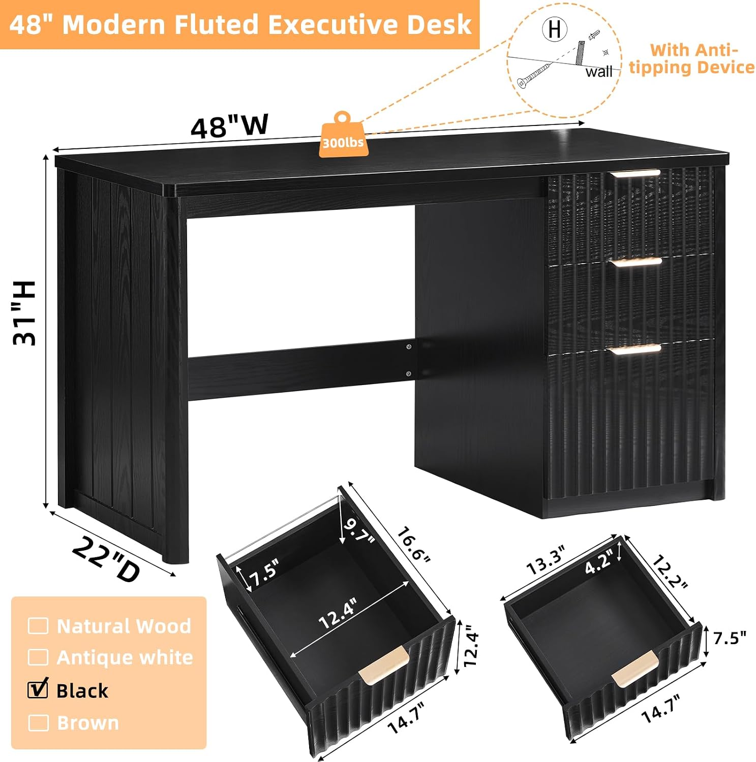 Detalle 2 de LEYAOYAO Wood Desk, 48-Inch