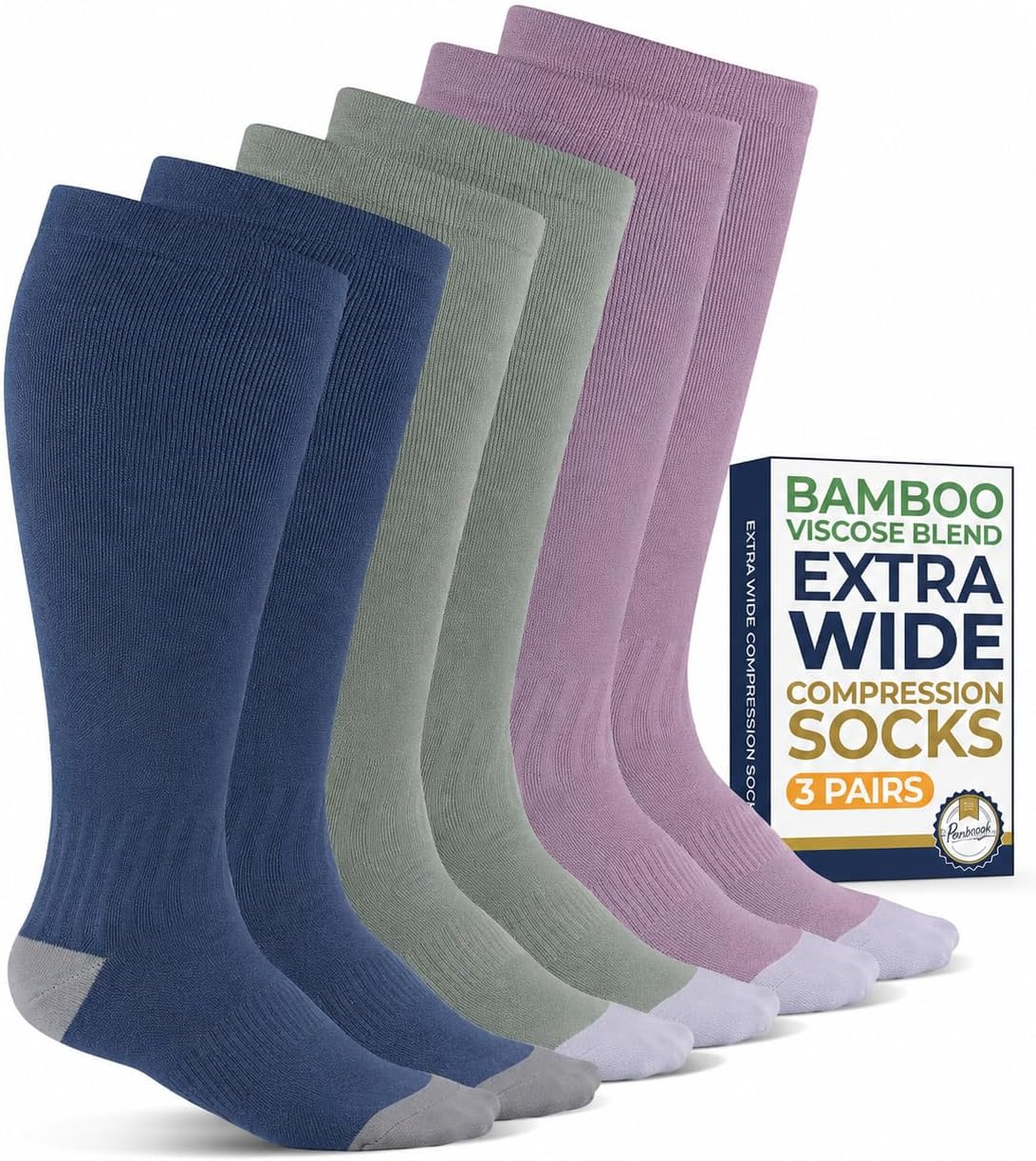 Thumbnail 6 de Pembrook 3 Pairs Plus Size Wide Calf Bamboo Viscose Compression Socks for Women & Men