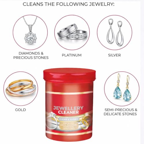 Detalle de AK Commerce Jewellery Cleaner: Silver & Gold Jewellery Kit (145ml) with Basket, Brush & Polishing Cloth