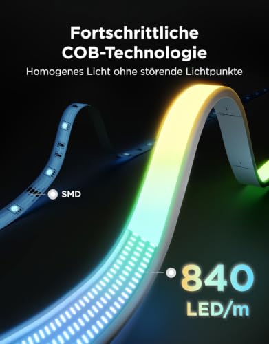 Detalle de Govee COB Strip Light 2 – RGBIC LED-Streifen, 5 m, Weißbereich 1.000–10.000 K, mit Matter