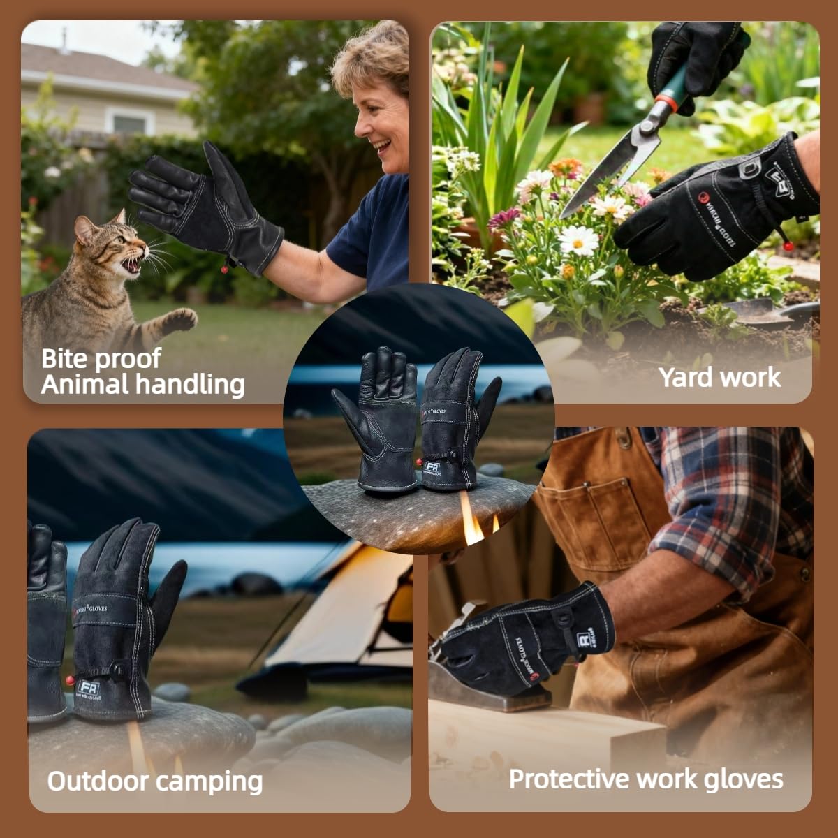 Thumbnail 6 de AOUCHI cowhide leather gardening gloves (thorn proof, heat resistant) for men – Large