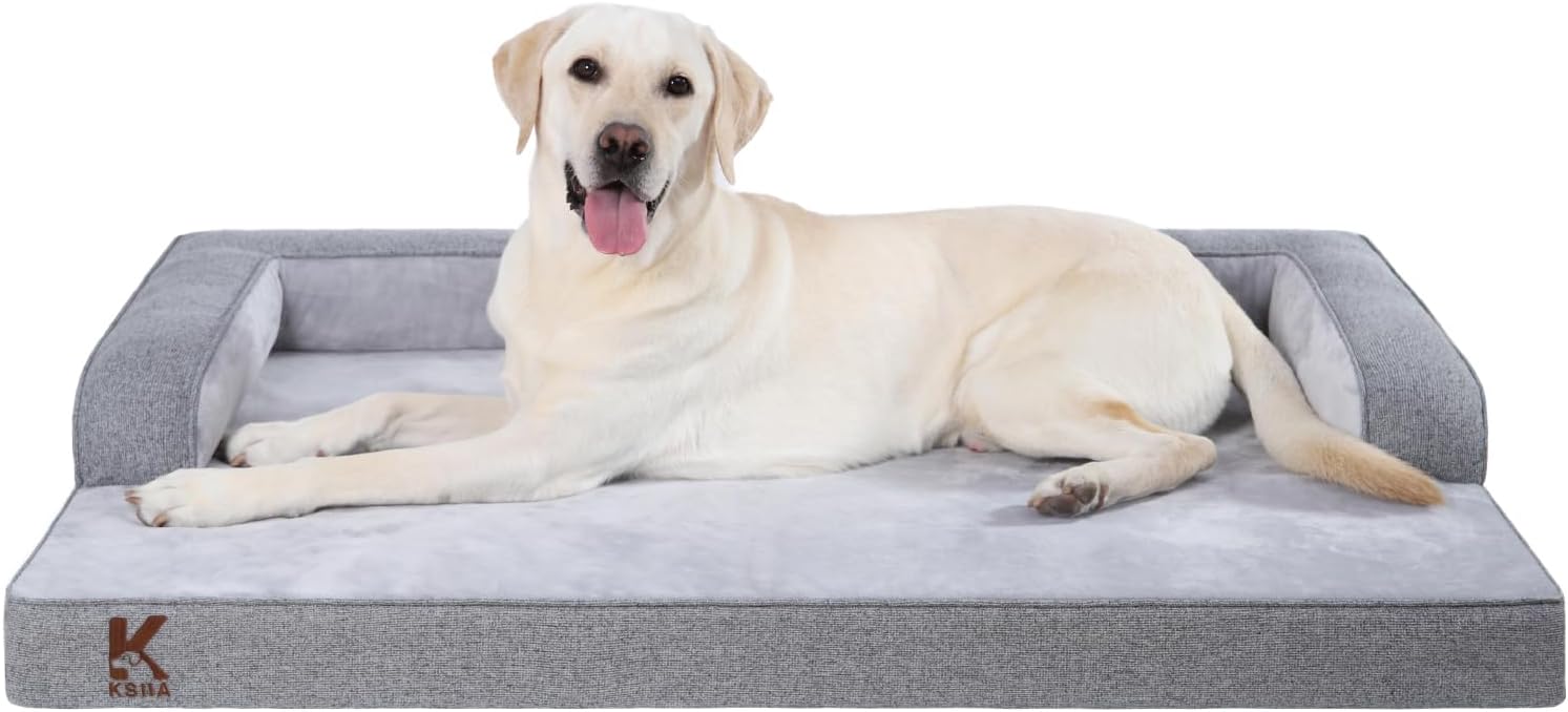 Detalle de KSIIA Extra Large Dog Bed: Waterproof Orthopaedic U‑Shaped Sofa for Large Dogs (XL) 104x68x17cm