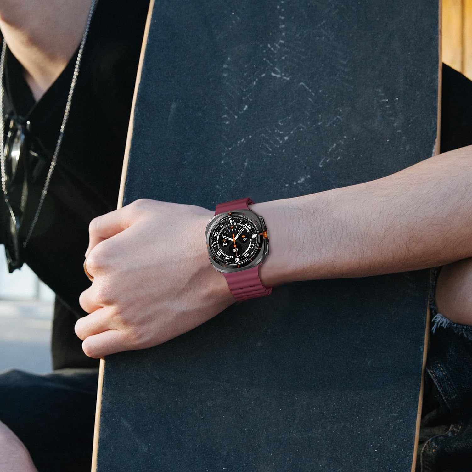 Thumbnail 6 de NotoCity Cinturino silicone 47 mm per Samsung Galaxy Watch Ultra – Rosso vino