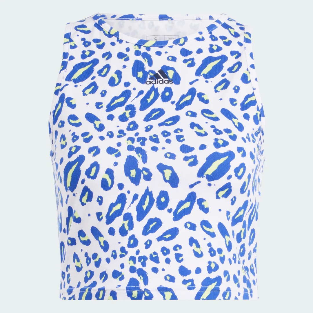 Detalle de Top Essentials Animal-Print de Adidas - Versátil y con estilo neutro en blanco