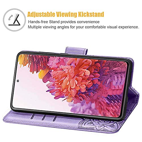 Thumbnail 3 de WBWONE Étui portefeuille Gaufrage Papillon pour TCL 60R 5G — Violet Clair