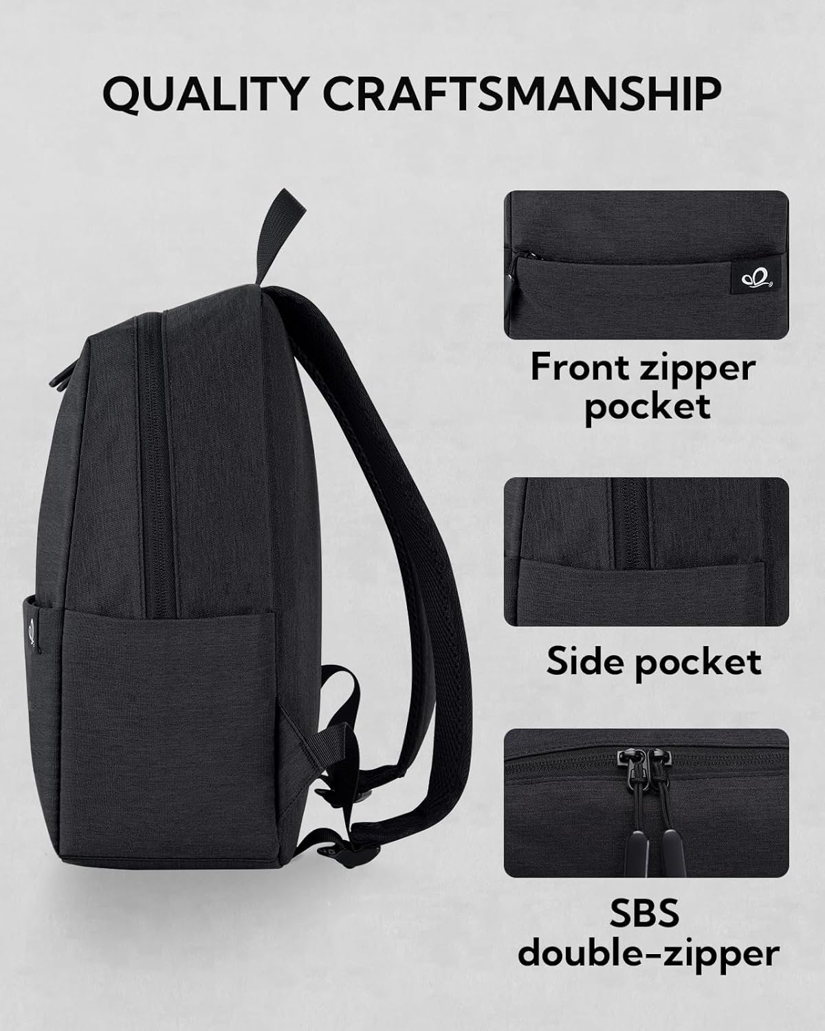 Detalle 2 de WATERFLY Leicht Klein Rucksack 10L – kompakter Daypack für Arbeit, Reisen & Sport