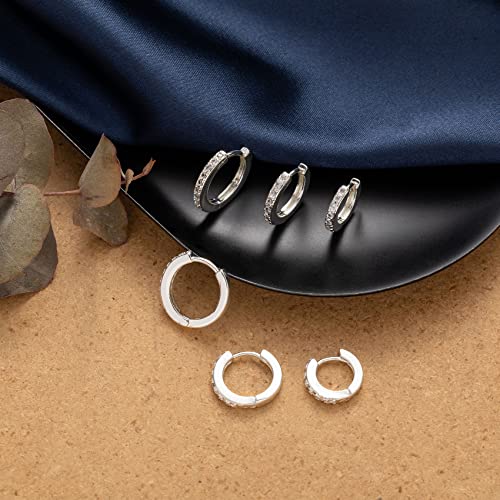 Thumbnail 6 de PABBEU Silver Hoops Earrings for Women – 6 Pairs of 925 Sterling Silver with Cubic Zirconia