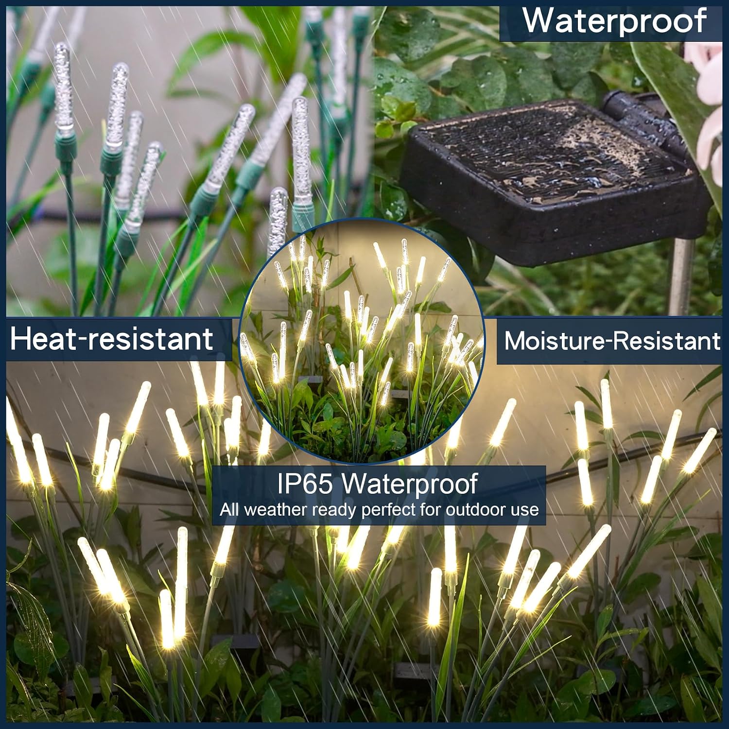 Detalle de DooYard Solar Garden Lights 4 Pack: Acrylic Firefly Solar Stakes