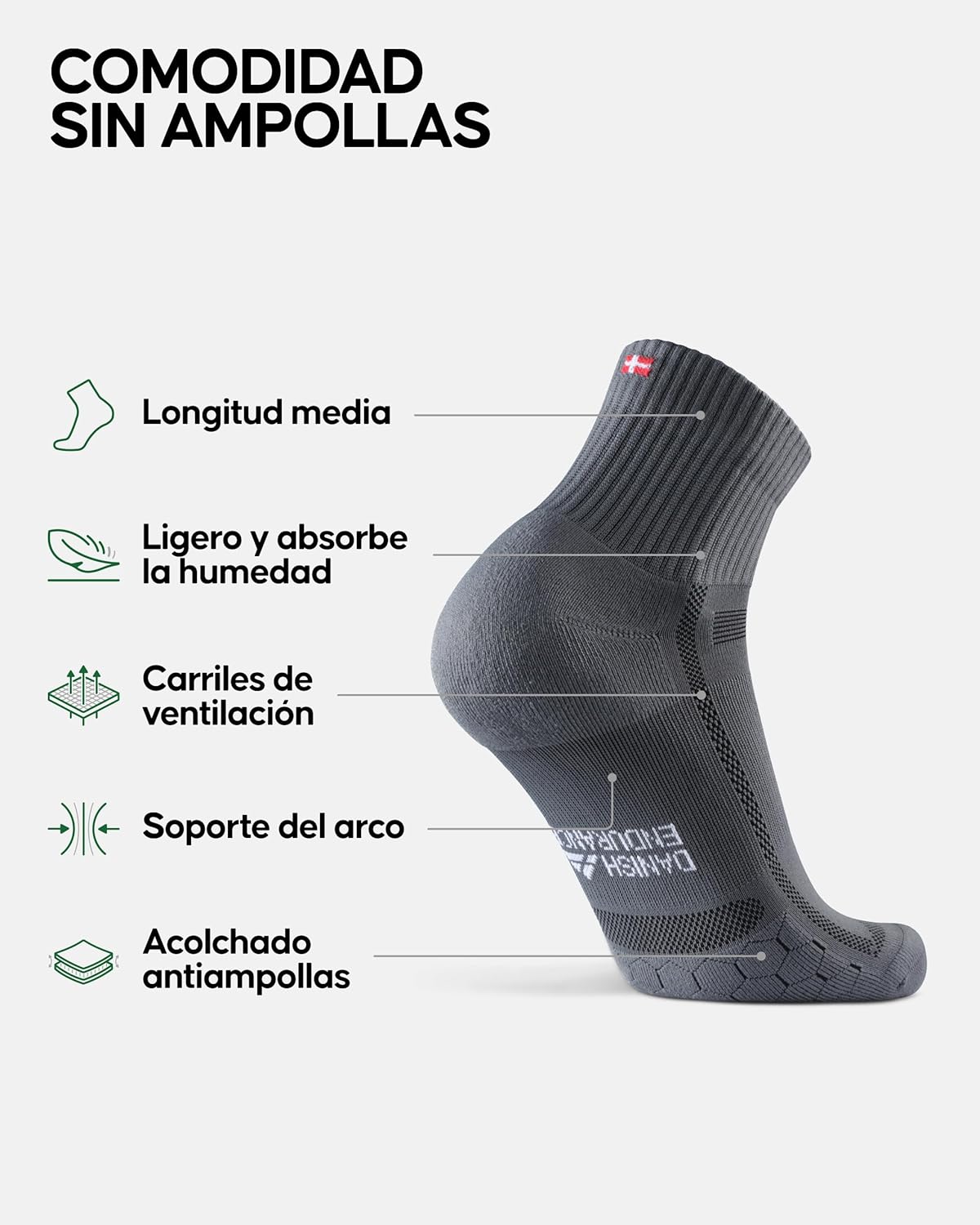 Detalle 2 de DANISH ENDURANCE Calcetines Running 3 pack