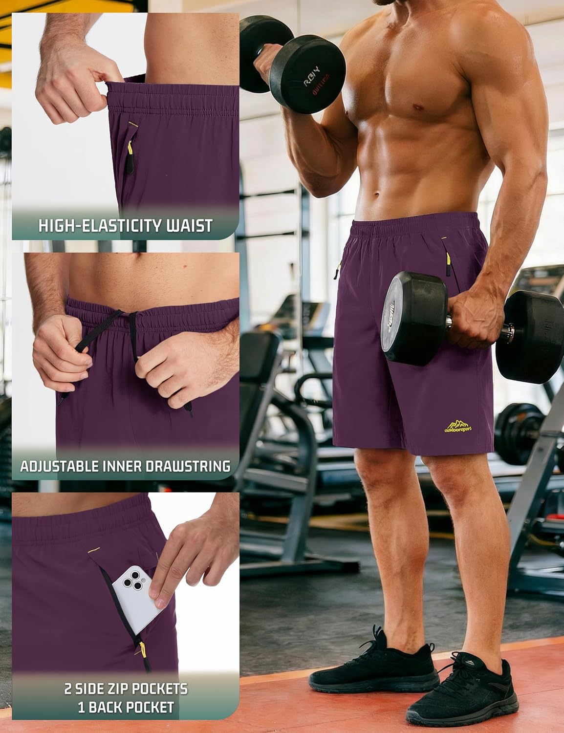 Detalle de TACVASEN Men's Quick-Drying Training Shorts: Lightweight, Breathable and Practical