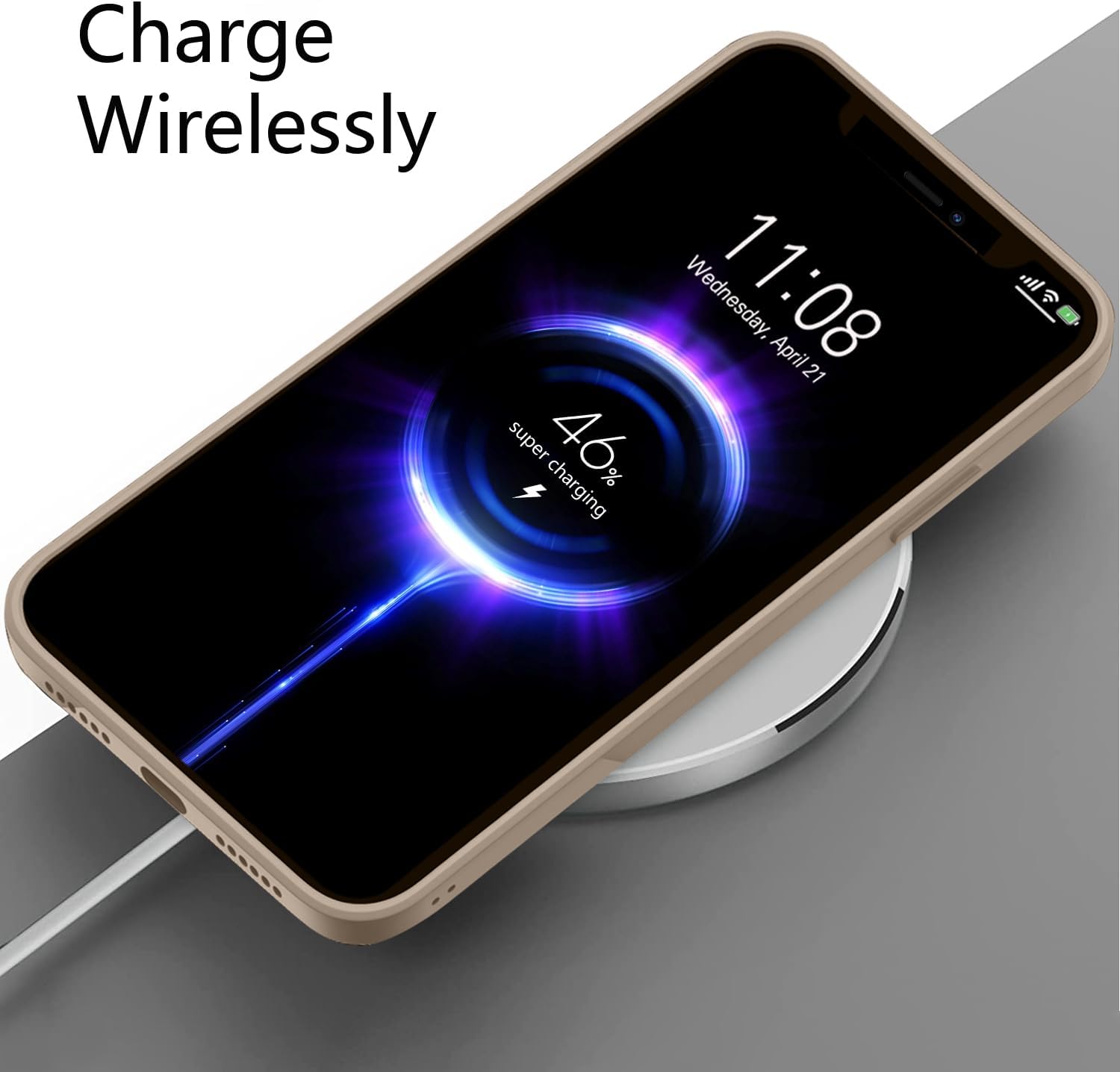 Detalle 1 de HGH Silikon-Hülle für iPhone 13 (6,1") mit Lanyard – dünner Rundumschutz in Khaki