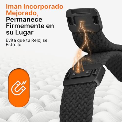 Detalle 2 de Fullmosa Correa trenzada elástica compatible con Apple Watch – 2 unidades con cierre magnético ajustable