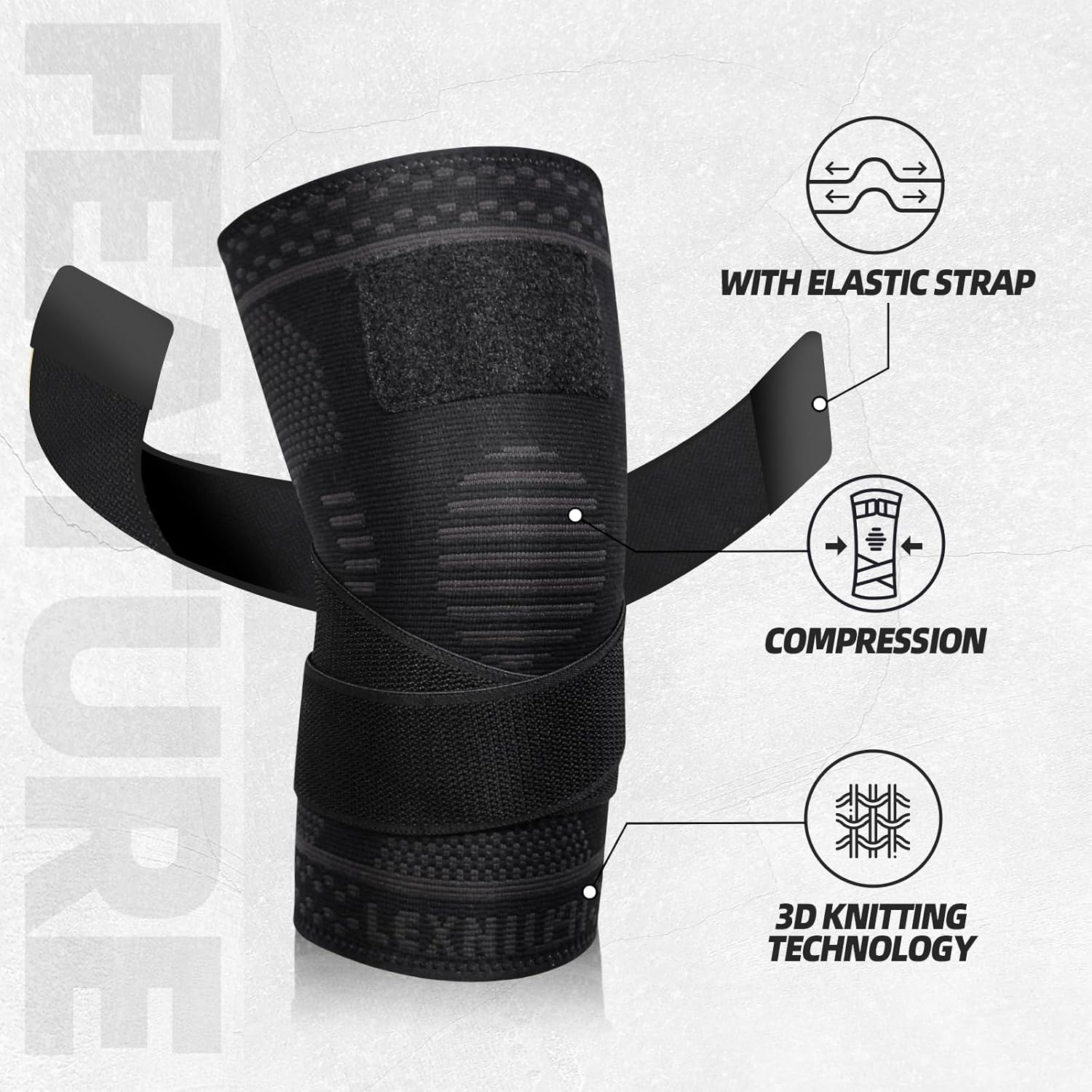 Thumbnail 1 de Lexniush Ginocchiera ortopedica a compressione per uomo/donna (XXL) – supporto per artrosi, menisco e allenamento