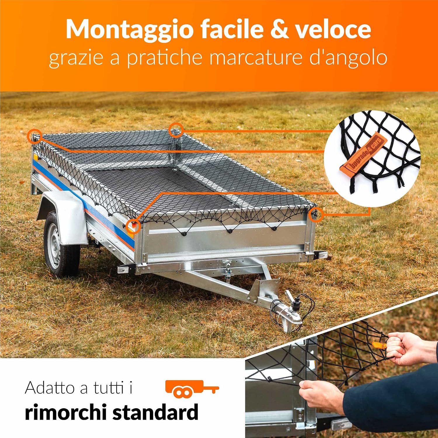 Detalle de Upgrade4cars Rete per Rimorchio 1-2 x 2-3 m
